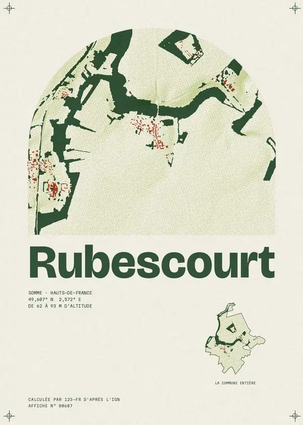 Affiche de Rubescourt, calculée par 123-fr d'après l'IGN
