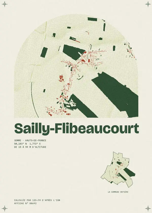 Affiche de Sailly-Flibeaucourt, calculée par 123-fr d'après l'IGN