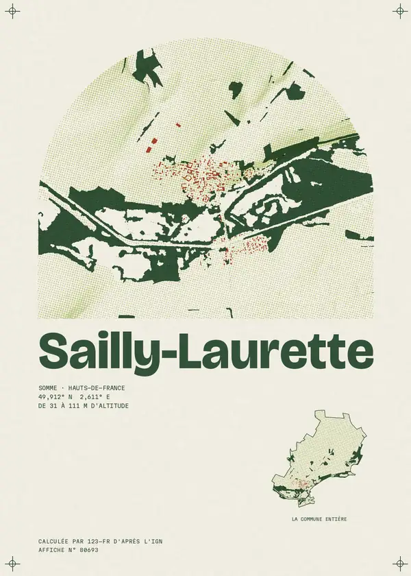 Affiche de Sailly-Laurette, calculée par 123-fr d'après l'IGN