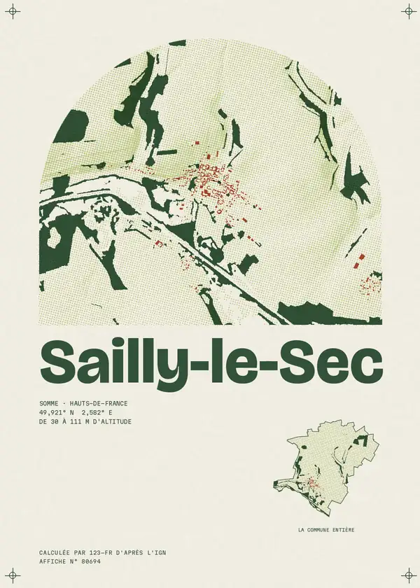Affiche de Sailly-le-Sec, calculée par 123-fr d'après l'IGN