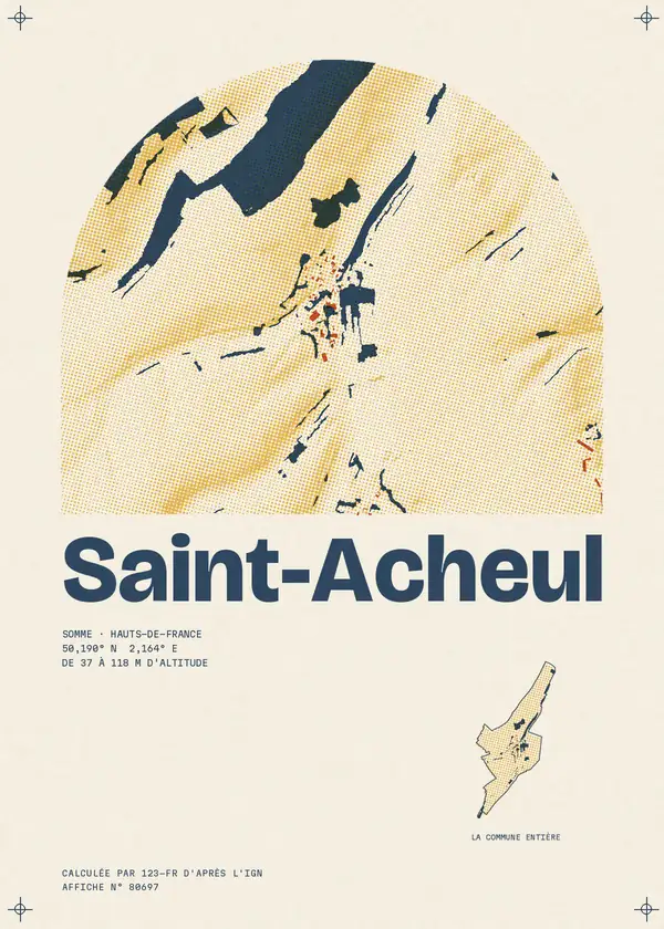 Affiche de Saint-Acheul, calculée par 123-fr d'après l'IGN
