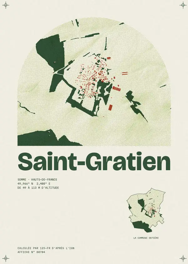 Affiche de Saint-Gratien, calculée par 123-fr d'après l'IGN