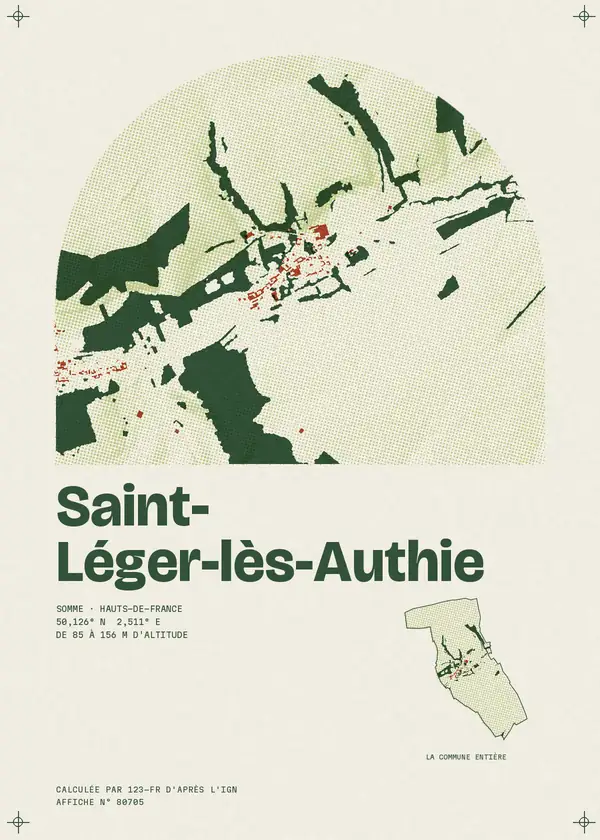 Affiche de Saint-Léger-lès-Authie, calculée par 123-fr d'après l'IGN