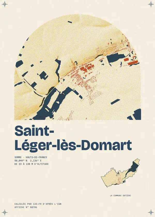 Affiche de Saint-Léger-lès-Domart, calculée par 123-fr d'après l'IGN