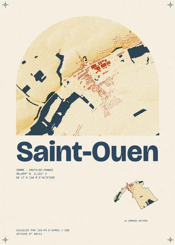 Affiche de Saint-Ouen, calculée par 123-fr d'après l'IGN