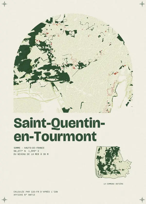 Affiche de Saint-Quentin-en-Tourmont, calculée par 123-fr d'après l'IGN