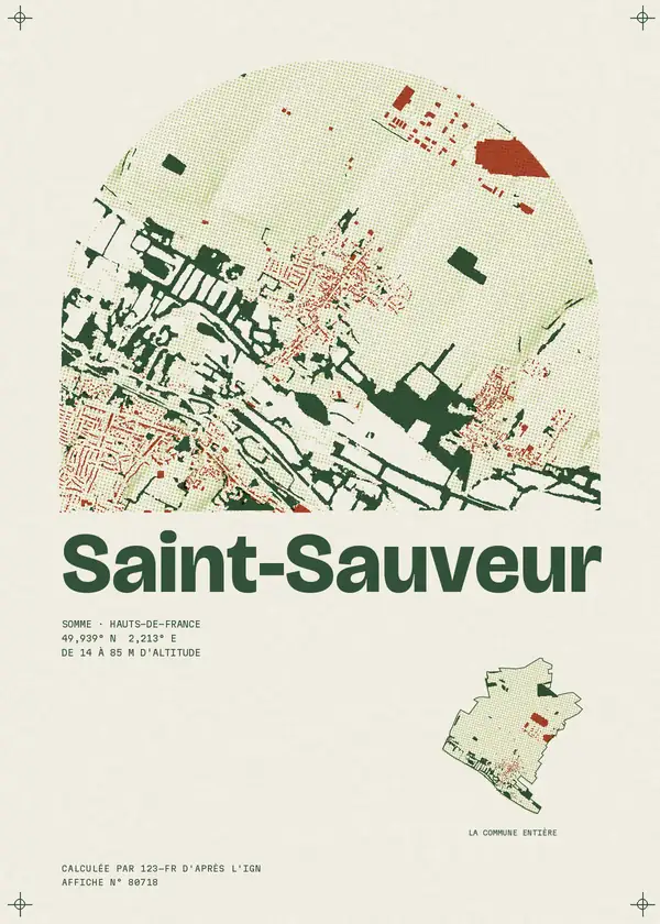 Affiche de Saint-Sauveur, calculée par 123-fr d'après l'IGN