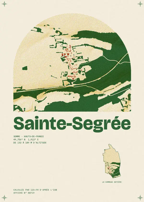Affiche de Sainte-Segrée, calculée par 123-fr d'après l'IGN
