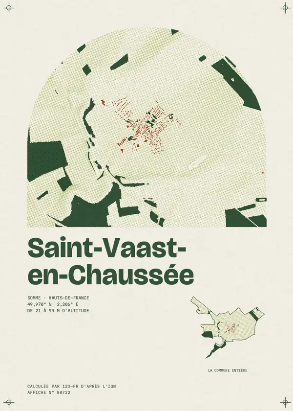 Affiche de Saint-Vaast-en-Chaussée, calculée par 123-fr d'après l'IGN