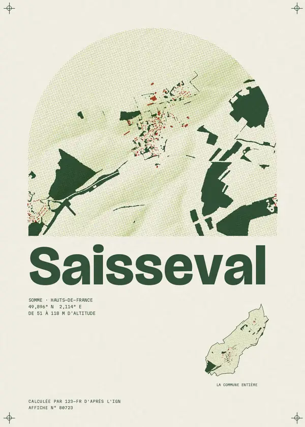 Affiche de Saisseval, calculée par 123-fr d'après l'IGN