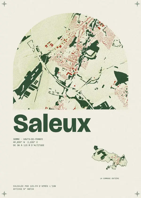 Affiche de Saleux, calculée par 123-fr d'après l'IGN