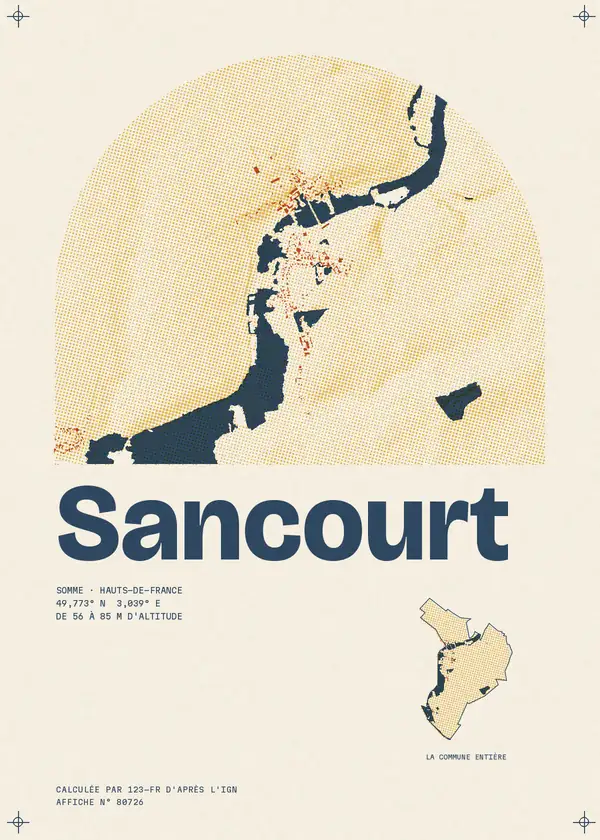 Affiche de Sancourt, calculée par 123-fr d'après l'IGN