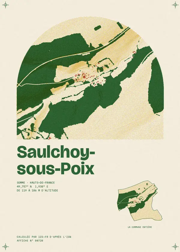 Affiche de Saulchoy-sous-Poix, calculée par 123-fr d'après l'IGN