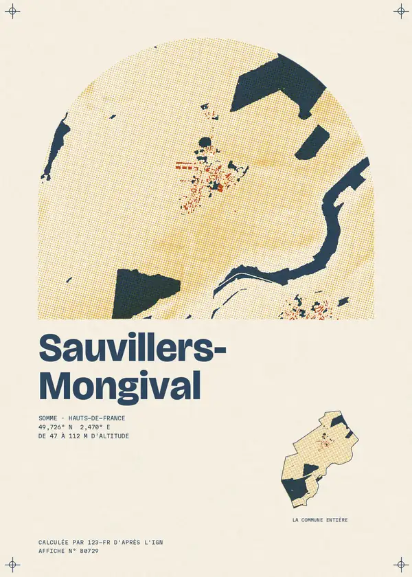 Affiche de Sauvillers-Mongival, calculée par 123-fr d'après l'IGN