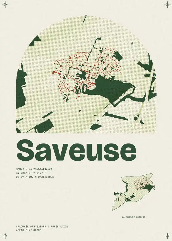 Affiche de Saveuse, calculée par 123-fr d'après l'IGN