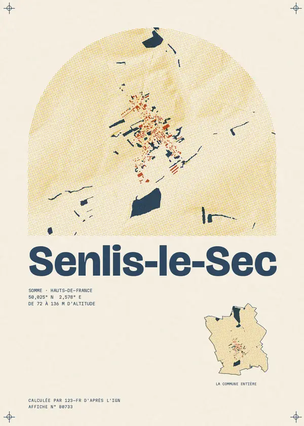 Affiche de Senlis-le-Sec, calculée par 123-fr d'après l'IGN
