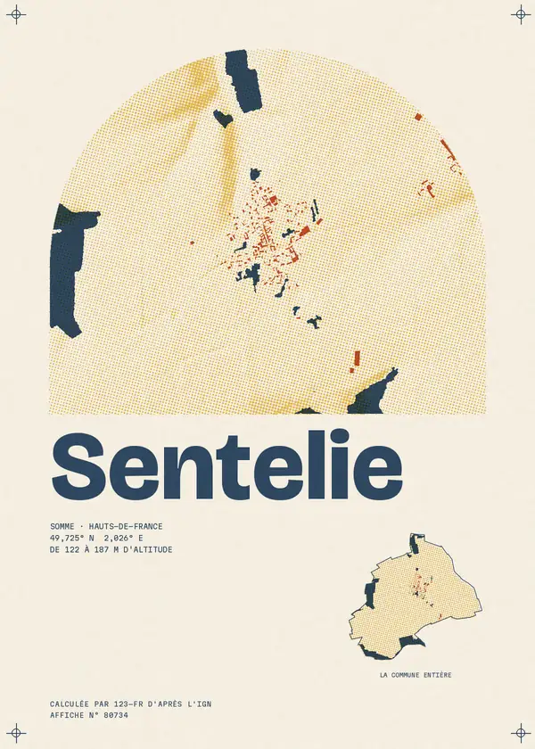 Affiche de Sentelie, calculée par 123-fr d'après l'IGN