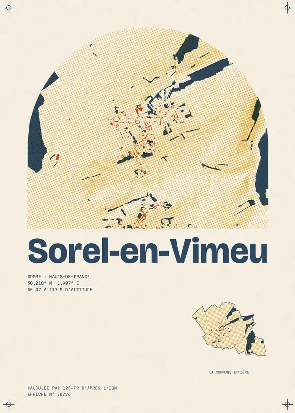 Affiche de Sorel-en-Vimeu, calculée par 123-fr d'après l'IGN