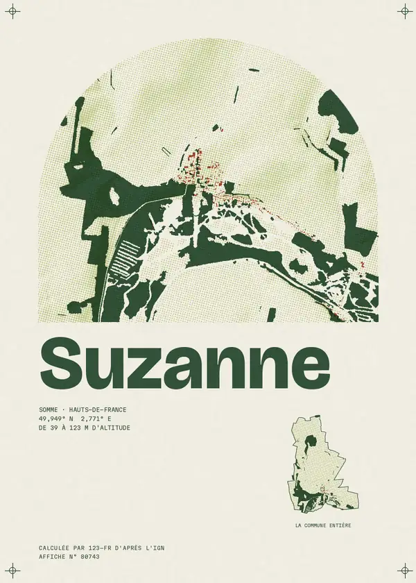 Affiche de Suzanne, calculée par 123-fr d'après l'IGN