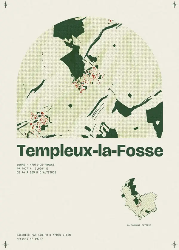 Affiche de Templeux-la-Fosse, calculée par 123-fr d'après l'IGN