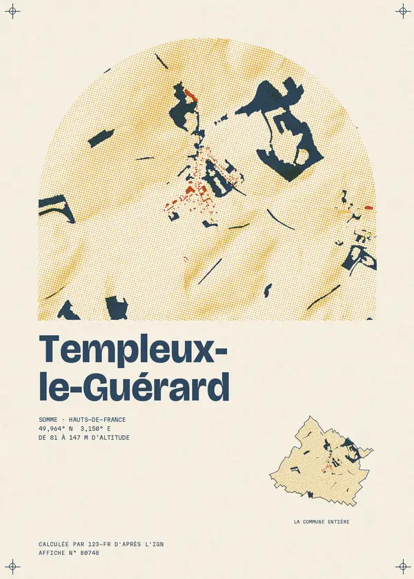 Affiche de Templeux-le-Guérard, calculée par 123-fr d'après l'IGN