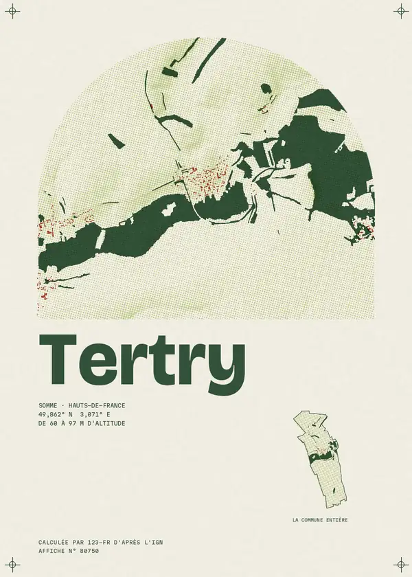 Affiche de Tertry, calculée par 123-fr d'après l'IGN