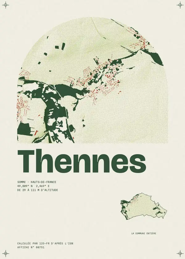 Affiche de Thennes, calculée par 123-fr d'après l'IGN