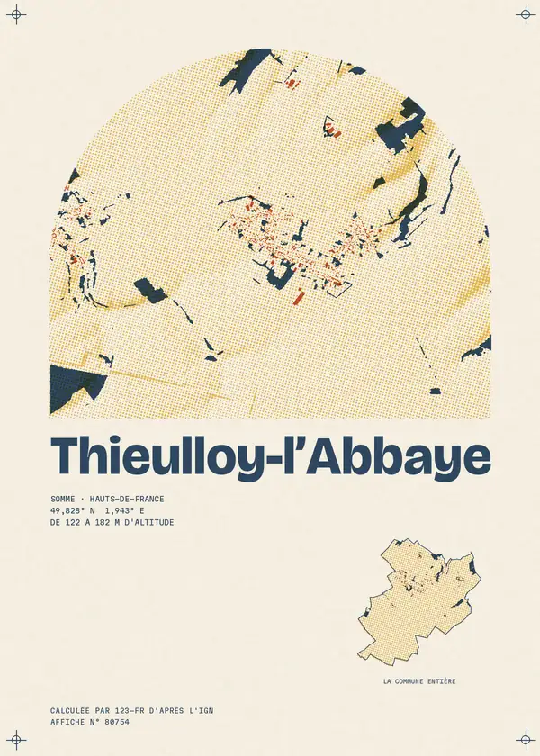 Affiche de Thieulloy-l'Abbaye, calculée par 123-fr d'après l'IGN