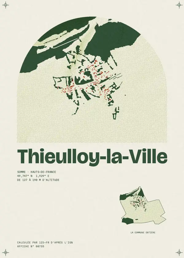 Affiche de Thieulloy-la-Ville, calculée par 123-fr d'après l'IGN