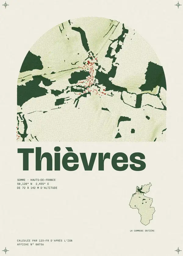 Affiche de Thièvres, calculée par 123-fr d'après l'IGN