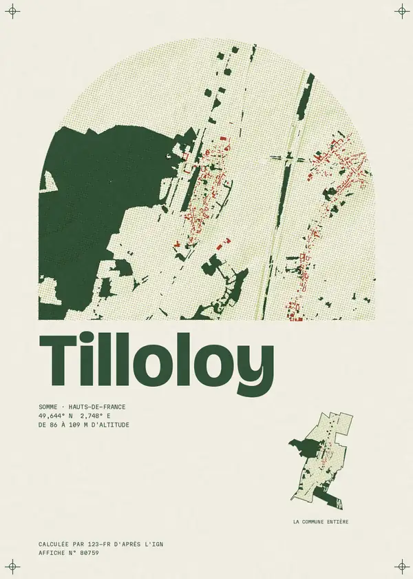 Affiche de Tilloloy, calculée par 123-fr d'après l'IGN