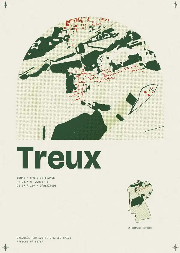 Affiche de Treux, calculée par 123-fr d'après l'IGN