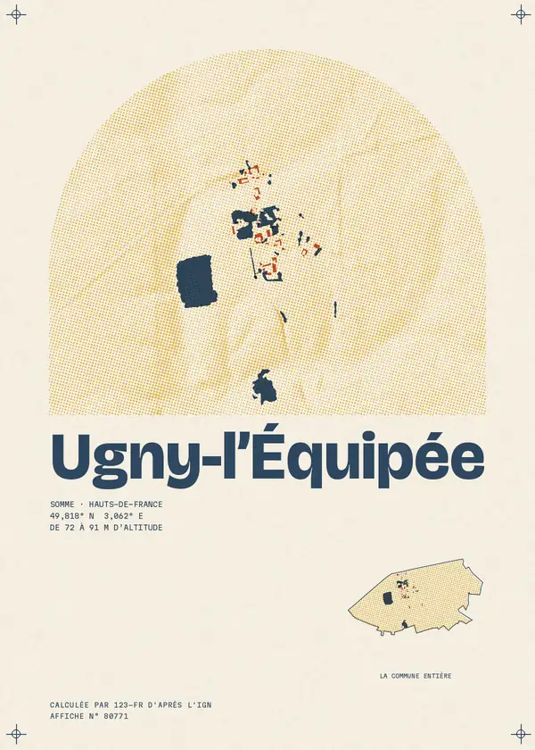 Affiche de Ugny-l'Équipée, calculée par 123-fr d'après l'IGN