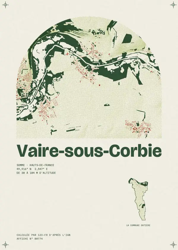 Affiche de Vaire-sous-Corbie, calculée par 123-fr d'après l'IGN