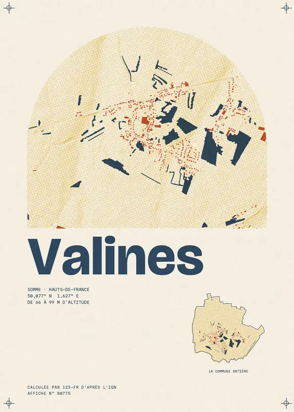 Affiche de Valines, calculée par 123-fr d'après l'IGN