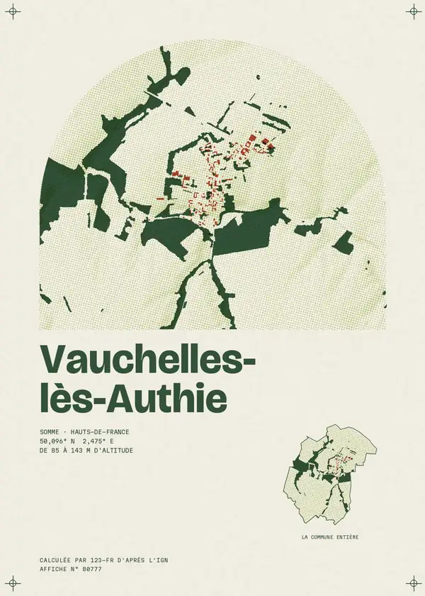Affiche de Vauchelles-lès-Authie, calculée par 123-fr d'après l'IGN