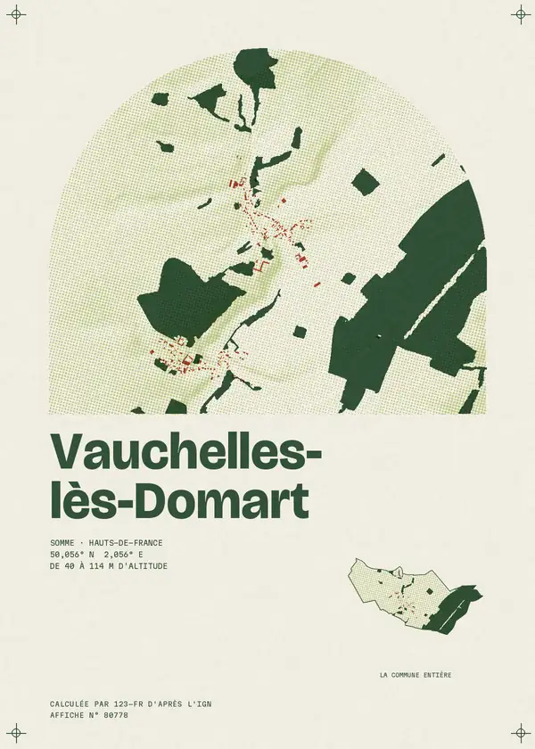 Affiche de Vauchelles-lès-Domart, calculée par 123-fr d'après l'IGN