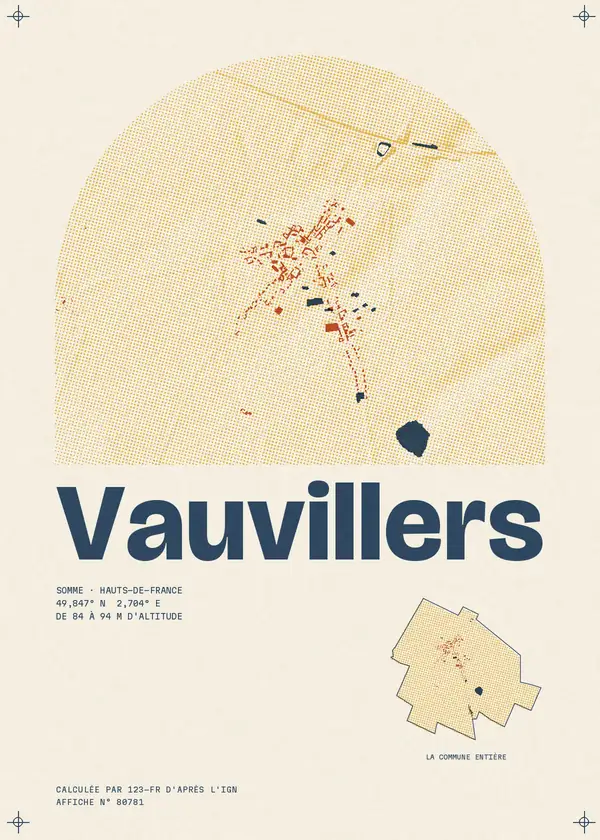 Affiche de Vauvillers, calculée par 123-fr d'après l'IGN