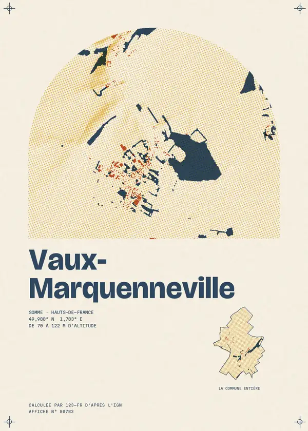 Affiche de Vaux-Marquenneville, calculée par 123-fr d'après l'IGN