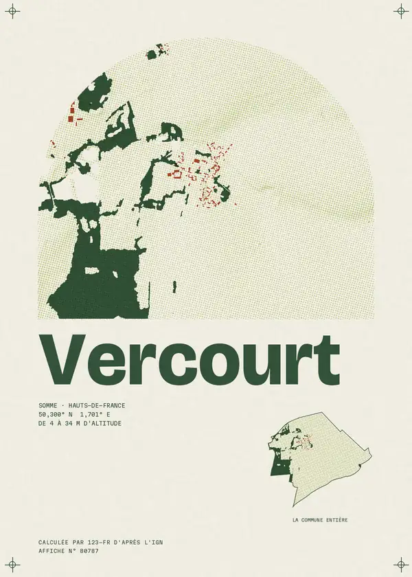 Affiche de Vercourt, calculée par 123-fr d'après l'IGN