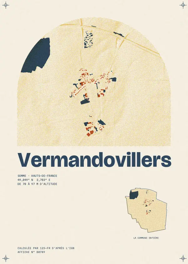 Affiche de Vermandovillers, calculée par 123-fr d'après l'IGN
