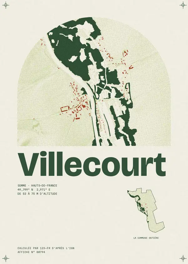 Affiche de Villecourt, calculée d'après l'IGN