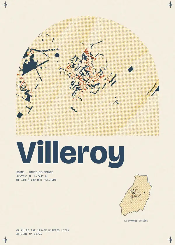 Affiche de Villeroy, calculée par 123-fr d'après l'IGN