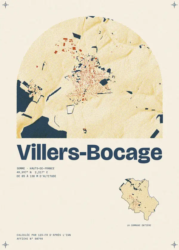Affiche de Villers-Bocage, calculée par 123-fr d'après l'IGN