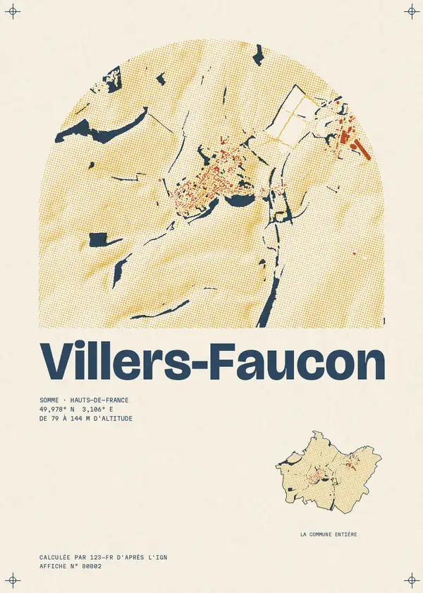 Affiche de Villers-Faucon, calculée par 123-fr d'après l'IGN