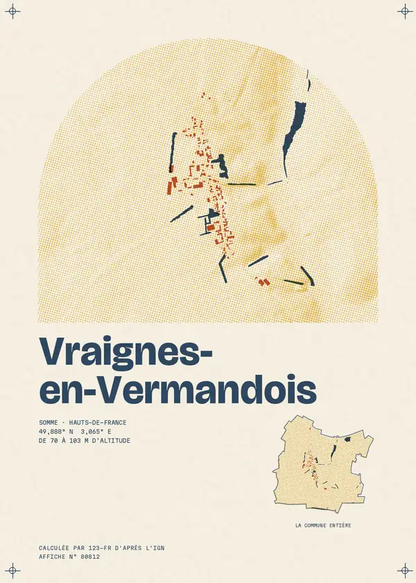 Affiche de Vraignes-en-Vermandois, calculée par 123-fr d'après l'IGN