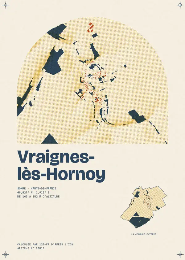 Affiche de Vraignes-lès-Hornoy, calculée par 123-fr d'après l'IGN