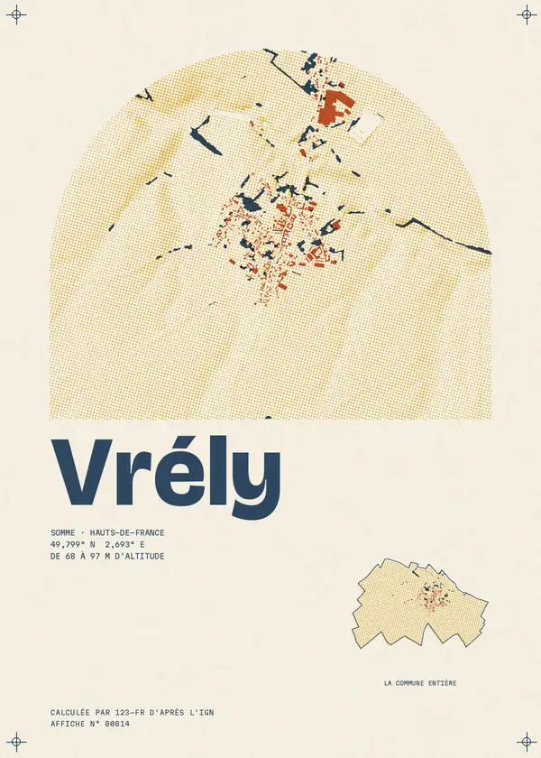 Affiche de Vrély, calculée par 123-fr d'après l'IGN