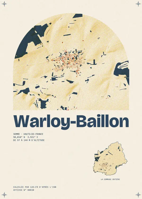 Affiche de Warloy-Baillon, calculée par 123-fr d'après l'IGN