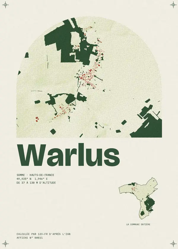 Affiche de Warlus, calculée par 123-fr d'après l'IGN